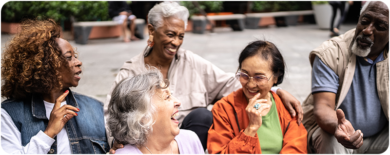 group of older adults hanging out image